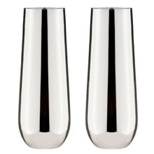 Silver Aurora Stemless Champagne Glasses (Set of 2)